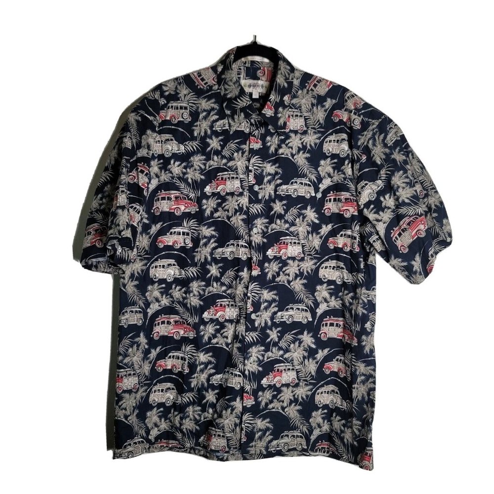 Aloha Hawaiian Shirt Mens Size L Button Up Short Sleeve Woodys Station Wagons